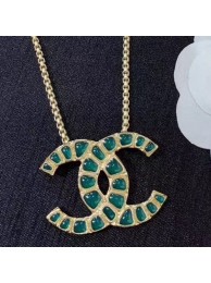 Replica Chanel Green Resin Stones CC Pendant Necklace AB1804 2019 Collection AQ02525