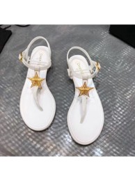 Replica Chanel Grosgrain & Goatskin Flat Sandals With Star Buckle White 2020 Collection AQ01086