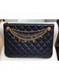 Replica Chanel Lambskin All About Chains Pouch Clutch Bag AP0502 Black 2019 AQ01470