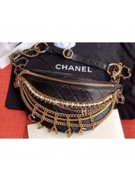 Replica Chanel Lambskin All About Chains Waist Bag AS0775 Black 2019 AQ02060