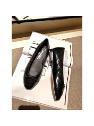 Replica Chanel Lambskin Classic Bow Ballerinas Flats Quilting Crinkled Black AQ02239