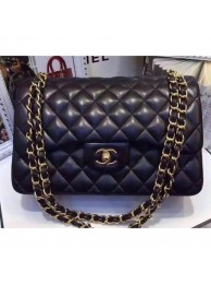 Replica Chanel Lambskin Classic Flap 30cm Bag Black With Gold Hardware 2018 AQ04311