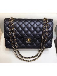 Replica Chanel Lambskin Classic Flap Medium Bag A01112 Black with Gold Hardware 2018 AQ04367