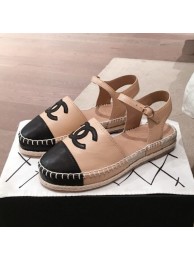 Replica Chanel Lambskin Flat Espadrilles G36184 Beige 2020 Collection AQ04258