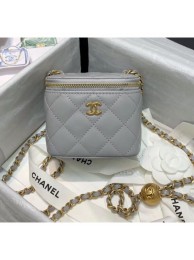 Replica Chanel Lambskin Small Classic Box with Chain And Gold Metal Ball AP1447 Grey 2020 Collection AQ04393