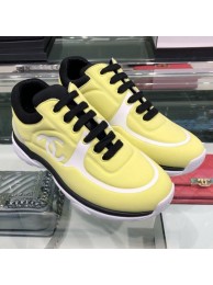 Replica Chanel Lycra Patchwork Sneakers G34765 White/Yellow 2019 Collection AQ01476