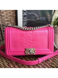 Replica Chanel Medium Python Leather Le Boy Flap Bag Rosy (Silver Hardware) Collection AQ03340