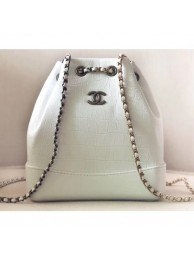 Replica Chanel Metallic Crocodile Embossed Gabrielle Small Backpack Bag A94485 White 2019 AQ01099