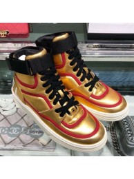 Replica Chanel Metallic Leather High-Top Sneakers G35063 Gold/Red 2019 Collection AQ01706
