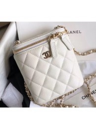 Replica Chanel Mini Vanity with Classic Chain Bag AP1466 Caviar Leather White 2020 AQ01381