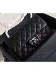 Replica Chanel Original Quality Small Classic Flap Bag 1116 in Caviar Leather Black with Silver Hardware AQ01753