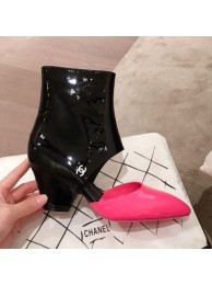 Replica Chanel Patent Calfskin Mary Jane Open Ankle Short Boots G35431 Pink/Black 2020 Collection AQ01066