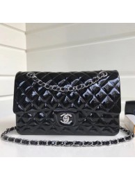 Replica Chanel Patent Calfskin Medium Classic Flap Bag A1112 Black(Silver Hardware) Collection AQ01300