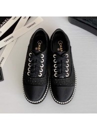 Replica Chanel Pearl Fabric Sneakers Black 2020 Collection AQ00730