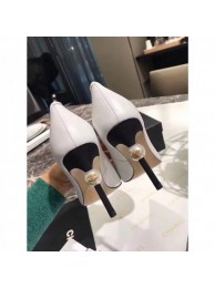 Replica Chanel Pearl Heel 8.5cm Pumps G31983 White 2019 AQ00733