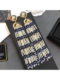 Replica Chanel Pearl Tassel Long Earrings AB1972 Blue/Black 2019 Collection AQ02552