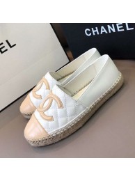 Replica Chanel Quilted Calfskin Flat Espadrilles G29762 White/Beige 2020 Collection AQ04016