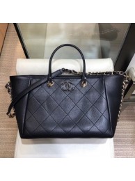 Replica Chanel Quilted CC Logo Shopping Tote Bag Black 2019 Collection AQ03099