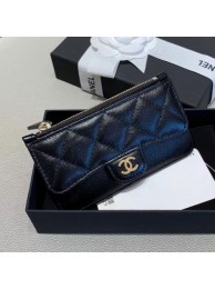 Replica Chanel Quilted Grained Calfsskin Zipped Classic Card Holder AP0767 Black 2019 Collection AQ02232