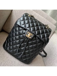 Replica Chanel Quilting sheepskin Backpack Bag A91121 black with gold hardware AQ03078