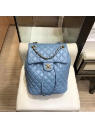 Replica Chanel Quilting sheepskin Backpack Bag A91121 blue with gold hardware AQ03404