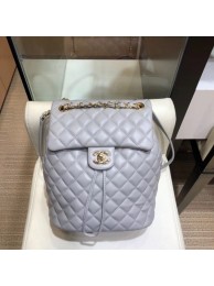 Replica Chanel Quilting sheepskin Backpack Bag A91121 gray with gold hardware AQ03639