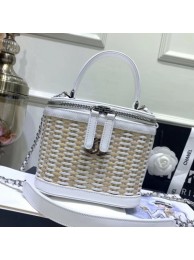 Replica Chanel Rattan Woven Small Vanity Case AS1352 White/Beige 2020 Collection AQ03140