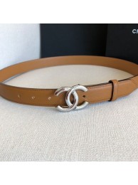 Replica Chanel Reversible Calfskin Belt 30mm with CC Buckle Brown Collection AQ02115