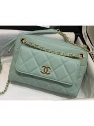 Replica Chanel Small Camera Case Bag AS1367 Grained Calfskin Light Green 2020 AQ02439