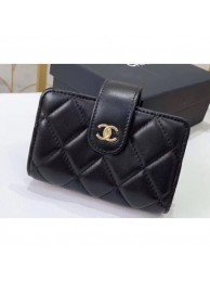 Replica Chanel Small Card Holder 31522 Lambskin Black AQ00785