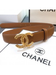 Replica Chanel Smooth Calfskin Belt 25mm with Crystal Metal CC Buckle Brown 2019 Collection AQ03002