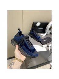 Replica Chanel Suede Calfskin, Velvet & Grosgrain Navy Blue & Black G36299 Sneakers 10mm 2020 Collection AQ04398