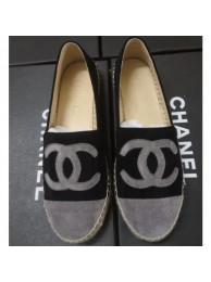 Replica Chanel Suede CC Logo Espadrilles Black/Gray AQ01811