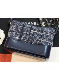 Replica Chanel Tweed/Calfskin Gabrielle Small/Medium Hobo Bag A91810/A93824 Navy Blue AQ02527