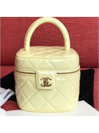 Replica Chanel Vintage Vanity Case Bag Patent Yellow 2019 AQ01317