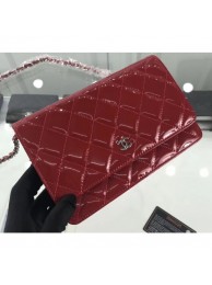 Replica Chanel Wallet On Chain WOC Bag in Patent Leather Red/Silver AQ01372