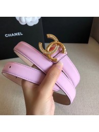 Replica Chanel Width 2.5cm Smooth Calfskin Belt With Crystal CC Buckle Pink 2020 Collection AQ02334