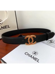 Replica Chanel Width 3.4cm Grainy Calfskin Belt With Red Buckle Black 2020 Collection AQ03333