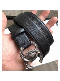 Replica Chanel Width 3cm Braided CC Logo Buckle Leather Belt Grained Black/Silver AQ02264