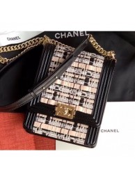 Replica Chanel Woven Tweed Boy North/South Small Flap Bag AS0130 Black 2020 AQ03565