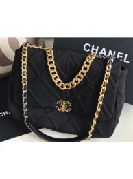 Replica Designer Chanel 19 Maxi Jersey Flap Bag AS1162 Black 2020 AQ03682