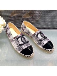 Replica Fashion Chanel Tweed Patent Leather Flat Espadrille G29762 White/Gray 2019 Collection AQ02555