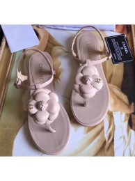 Replica High Quality Chanel Camellia Thong Sandals Nude 2019 AQ00809