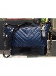 Replica High Quality Chanel Chevron Gabrielle Medium Hobo Bag A93824 Dark Blue/Black 2018 AQ01283