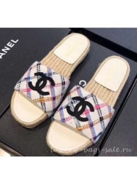 Replica Luxury Chanel CC Logo Tweed Mules Slipper Sandals Espadrilles G34067 Diamond 2019 AQ00904