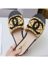 Replica Luxury Chanel Heel Pearl Embroidery CC Logo Mules G35904 Beige 2020 AQ03019