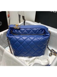 Replica Luxury Chanel Quilted Leather Large Hobo Bag With Gold-Tone Metal AS1747 Blue 2020 Collection AQ01094