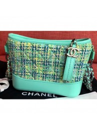 Replica Luxury Chanel Tweed/Calfskin Gabrielle Small Hobo Bag A91810 Light Green AQ00743